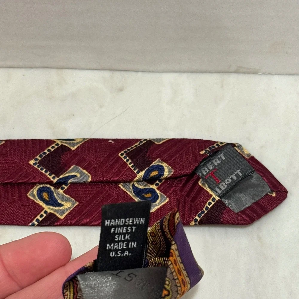 Robert Talbott Silk Tie Lot of 2 Mens Burgundy Purple Paisley‎ Nordstrom Office